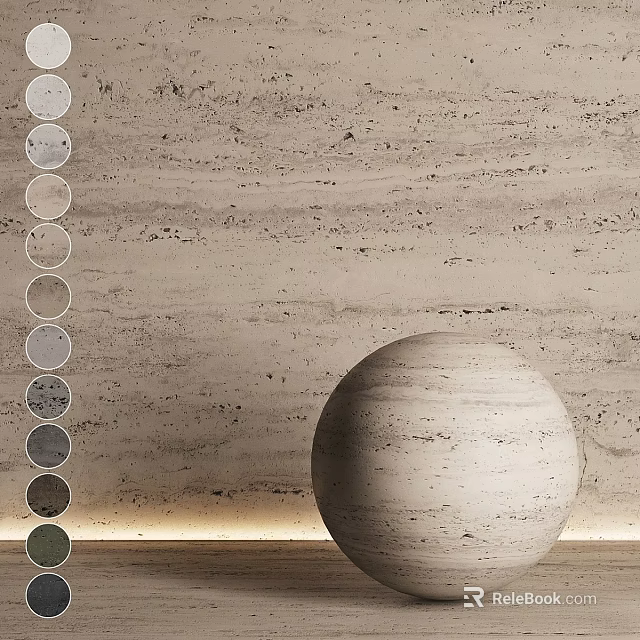 Modern Spherical Component Design With Stone Textured Wall And Color Swatches 3d model 