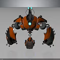 Red Multi Legged Mechanical Creature With Blue Eyes And Metallic Features 3d model