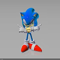 Blue Hedgehog Character Posing With Red Shoes White Gloves And Yellow Eyes