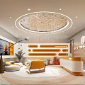Modern Beauty Hair Salon Interior Design With Reception Desk Comfortable Sofa And Decorative Lighting