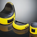 Yellow And Black Bean Bag Chair Set With Three Different Sizes For Home Living Room