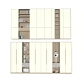 Modern White Bookcase With Open Shelves Closed Cabinets LED Lighting And Decorative Books