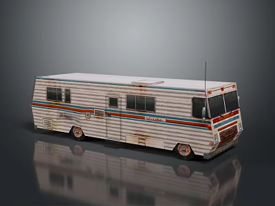 Vintage EAGLE Recreational Vehicle with Striped Exterior Design and Multiple Windows Classic Retro Style 3d model