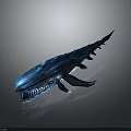 Detailed Blue Streamlined Marine Animal Model With Sharp Teeth And Glossy Metallic Finish