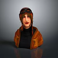 Realistic Game Movie Character With Aviator Goggles Brown Hair And Brown Star Pattern Coat