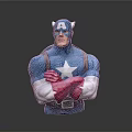 Captain America Action Figure Bust With Blue Uniform White Star And Crossed Arms