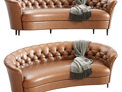 Errol European-style Leather Multiplayer Sofa 3d model