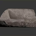 Natural Stone Basin With Wooden Base And Drain Hole For Interior Decor