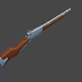 Vintage Style Shotgun With Wooden Stock And Silver Barrel Design