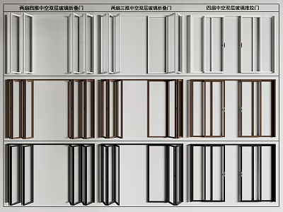 Different Styles Of Hollow Glass Folding Doors With Multi Panel Configurations 3d model