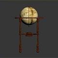 Elegant Antique Globe On Ornate Wooden Stand For Home Decor
