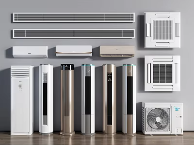 Various Types of Air Conditioners and Fans with Modern Designs for Home Use 3d model