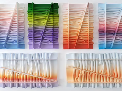 Colorful Modern Wall Decor With Wavy Texture And Gradient Color Hues 3d model