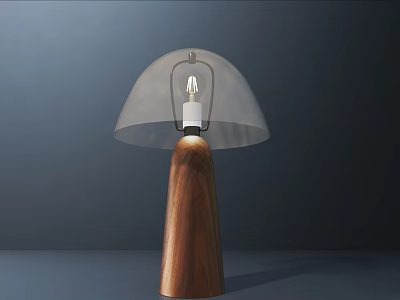 Modern Table Lamp With Wooden Base And Transparent Shade For Minimalist Home Decor 3d model