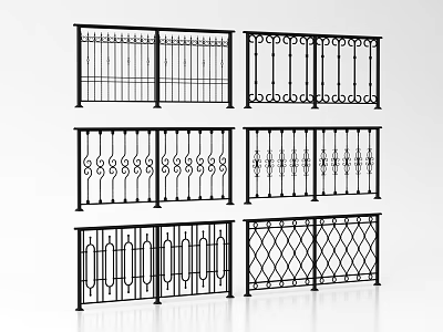 Metal Railings With Various Decorative Patterns And Intricate Design Styles 3d model
