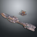 Futuristic Sci-Fi Spaceships 3D Render With Large And Small Mechanical Structures 3d model