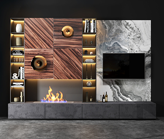 Modern TV background cabinet TV background cabinet combination 3d model