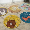 Colorful Round Rugs With Adorable Cartoon Rabbit Bear Dinosaur Animal Patterns