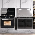 Modern Kitchen Interior With Built in Appliances Oven Stove And Storage Cabinets