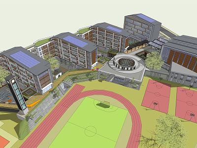 modern school middle school campus building planning model