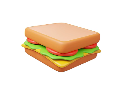 Delicious Colorful Layered Sandwich with Fresh Tomato Lettuce and Cheese 3d model