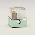 Light Green Two Tier Food Steamer With Transparent Steaming Layers And Knob Control Kitchen Appliance