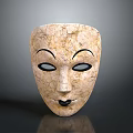 Handcrafted Decorative Daily Life Mask With Cracked Texture And Black Line Details