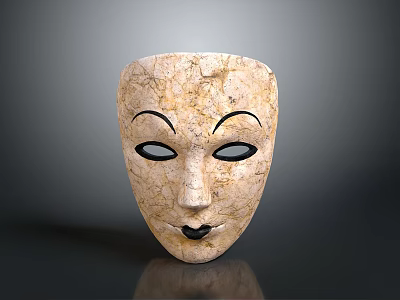 Handcrafted Decorative Daily Life Mask With Cracked Texture And Black Line Details 3d model
