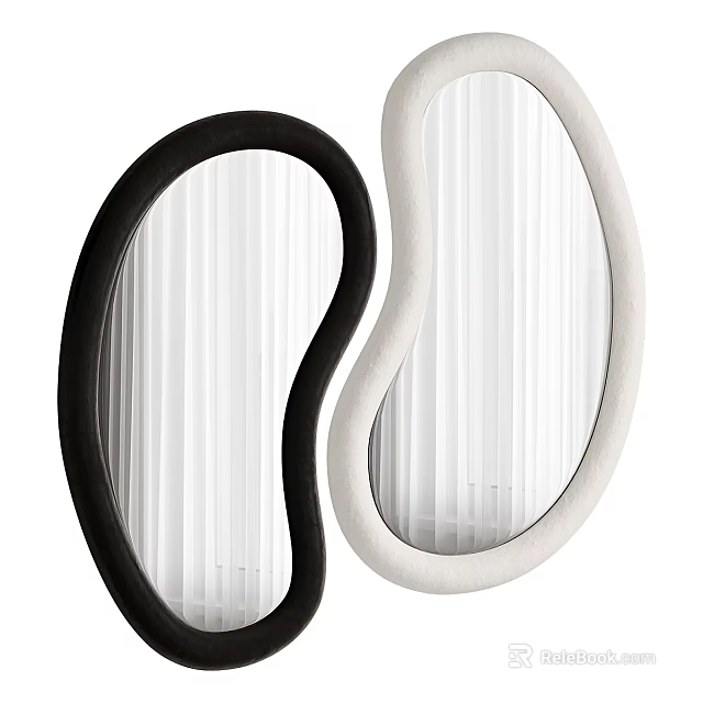 Modern Organic Shaped Mirrors With Black And White Frames For Home Decor 3d model 