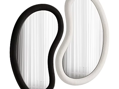 Modern Organic Shaped Mirrors With Black And White Frames For Home Decor 3d model