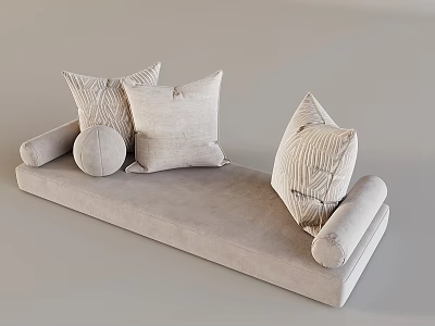 Light Gray Sofa Featuring Various Round Square Striped Solid Color Pillows For Comfortable Home Living 3d model