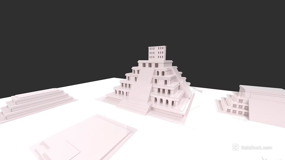 Ancient Architecture Model Featuring Multi Tiered Structure With Stone Steps And Platforms 3d model 