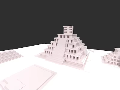 Ancient Architecture Model Featuring Multi Tiered Structure With Stone Steps And Platforms 3d model