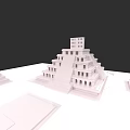 Ancient Architecture Model Featuring Multi Tiered Structure With Stone Steps And Platforms