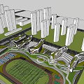 Style Nine-year Primary and Secondary School Foreign Language School International School 3d model