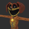 Adorable Brown Red Dog Doll With Big Ears Yellow Sun Badge And Open Arms