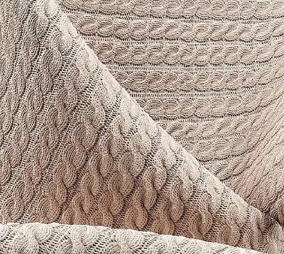 Textured Knitted Fabric Featuring Braided Pattern In Beige 3d model