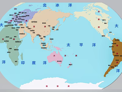 Colorful World Map Cultural Wall Featuring Continents Oceans and Geographic Labels for Educational 3d model