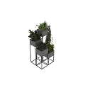 Modern Decorative Plant Set With Concrete Pots Metal Stands And Green Plants