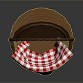 Woven Storage Basket With Handle Red White Checkered Lining And Wooden Lid