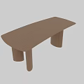 Modern Wooden Dining Table with Cylindrical Legs and Rectangular Light Wood Top 3d model