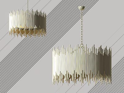 Modern Chandelier Design With Vertical Metallic Strips For Contemporary Interior Spaces 3d model