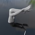 White Human Legs And Feet Model With Smooth Lines On Dark Background Reflection 3d model