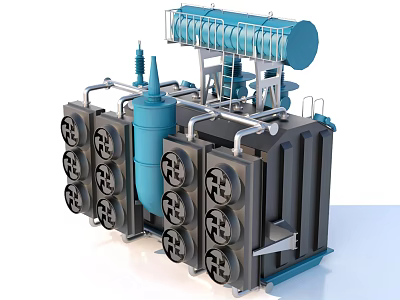 Industrial Equipment Structure With Cylindrical Tanks Grey Modular Units Pipes And Ladder 3d model