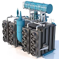 Industrial Equipment Structure With Cylindrical Tanks Grey Modular Units Pipes And Ladder