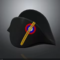 Stylish Black Hat With Red White Blue Target Pattern And Yellow Strap