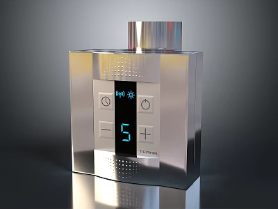 Sleek Modern Stainless Steel Kitchen Appliance With Digital Display And Control Buttons 3d model