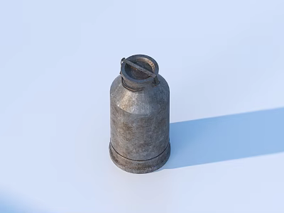 Rustic Metal Milk Can As Vintage Household Item With Blue Background 3d model