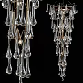 Modern Elegant Crystal Chandelier with Teardrop Glass Pendants and Gold Metal Frame Design