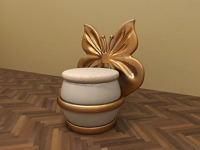 Modern Stool Rest Round Stool Butterfly Metal Fabric Stool Rest Seat Alien Furniture Creative Chair 3d model